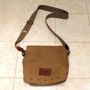 Crossbody Messenger Bag | Military Green Canvas